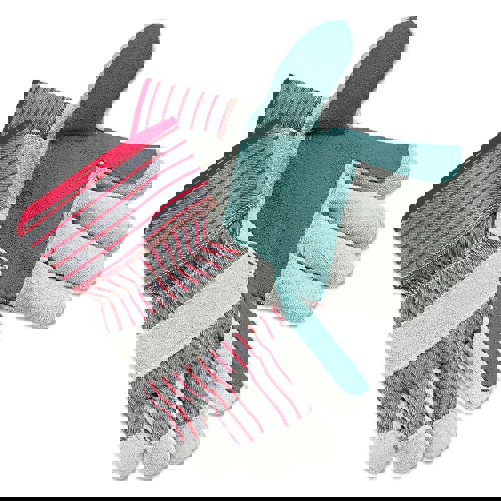 Men's Economy Leather Palm Gloves, White/Red, Large, 12 Pairs